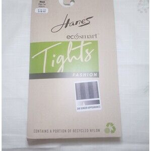 NIP
HANES ECOSMART Women's BLACK Hanes
Control Top
Pattern-Striped Tights
Large